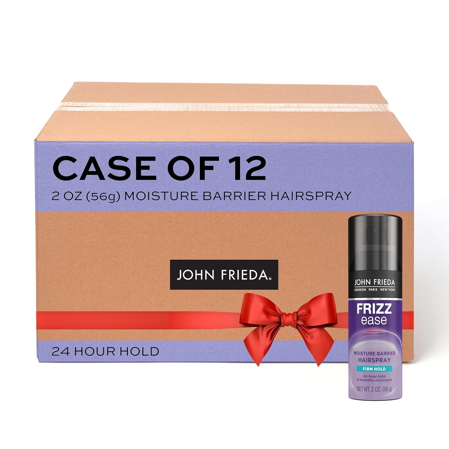 John Frieda Anti Frizz, Frizz Ease Firm Hold Hairspray, Anti-Humidity Spray for Hair, for 24-hour Hold, 2 Oz, Pack of 12