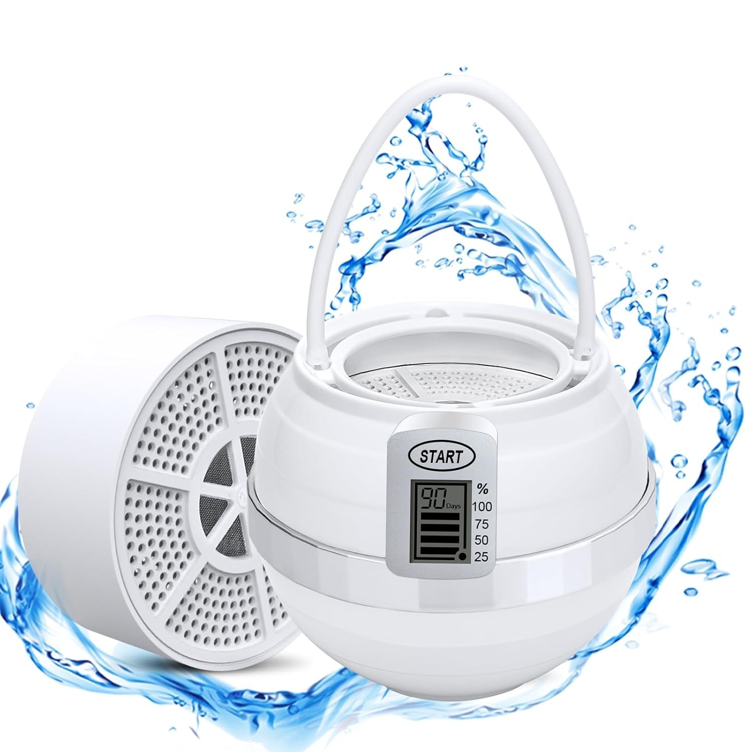 Bath Ball Filter - Premium Bathtub Water Filter for Softer Skin & Hair, Bathtub Filter for Tub Faucet | 2,500 Gal of Filtration | BPA Free | Easy to Install | with Screen Display