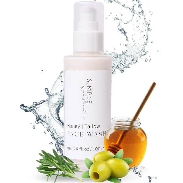 Simple Sophistication Tallow Honey Face Wash- Gentle Hydrating Cleanser for sensitive skin | Moisturizing with grassfed beef Tallow, Honey, Argan oil & Castor Oil