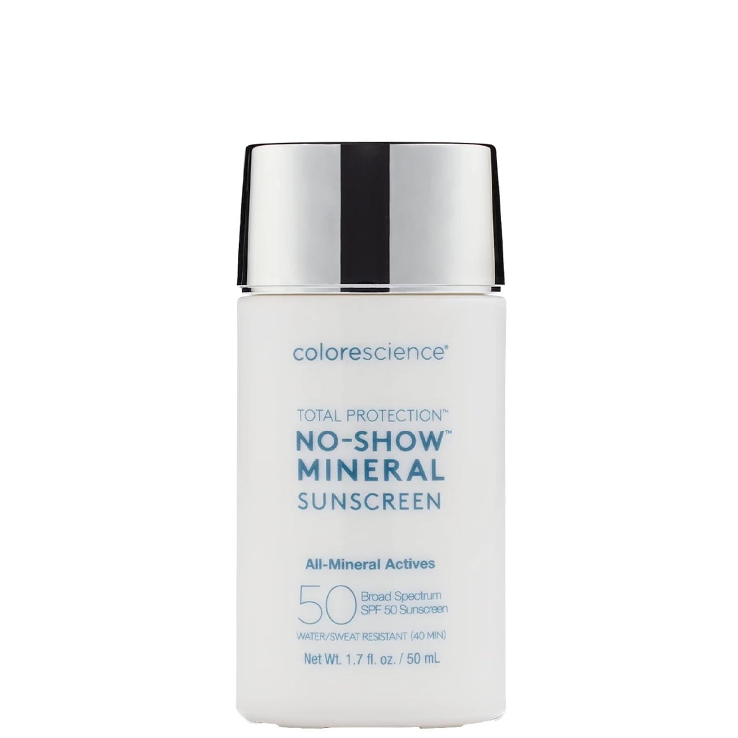 Colorescience Total Protection No-Show Mineral Sunscreen SPF 50, 1.7oz, 100% Invisible all-mineral sunscreen for all skin tones & types