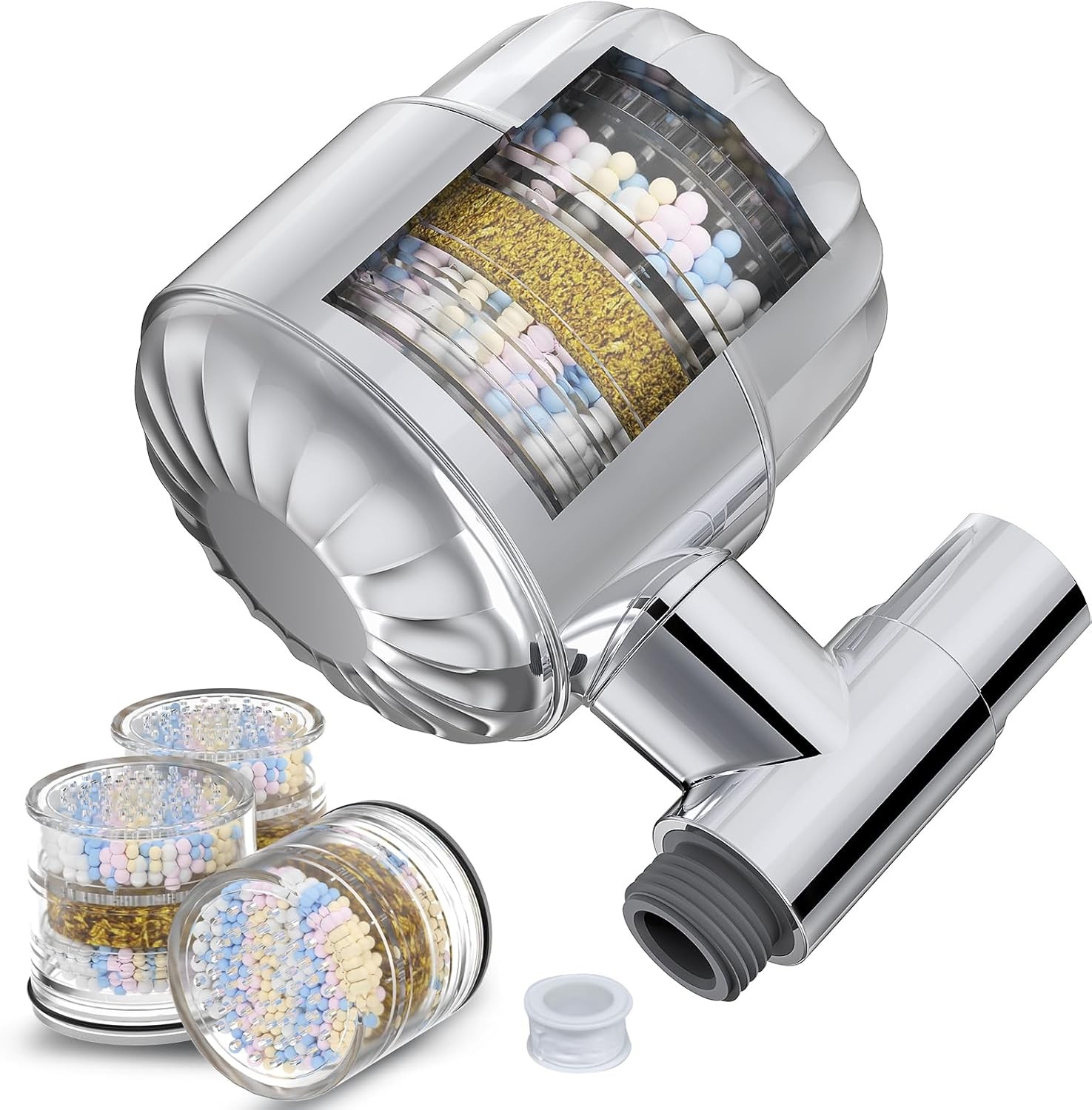 32 Stage Shower Filter,SR SUN RISE Shower Filter Head for Hard Water - High Output Shower Filter to Remove Toxic Chemicals/Chlorine/Fluoride, Improves the Condition of Your Skin,Hair (3 Cartridges)