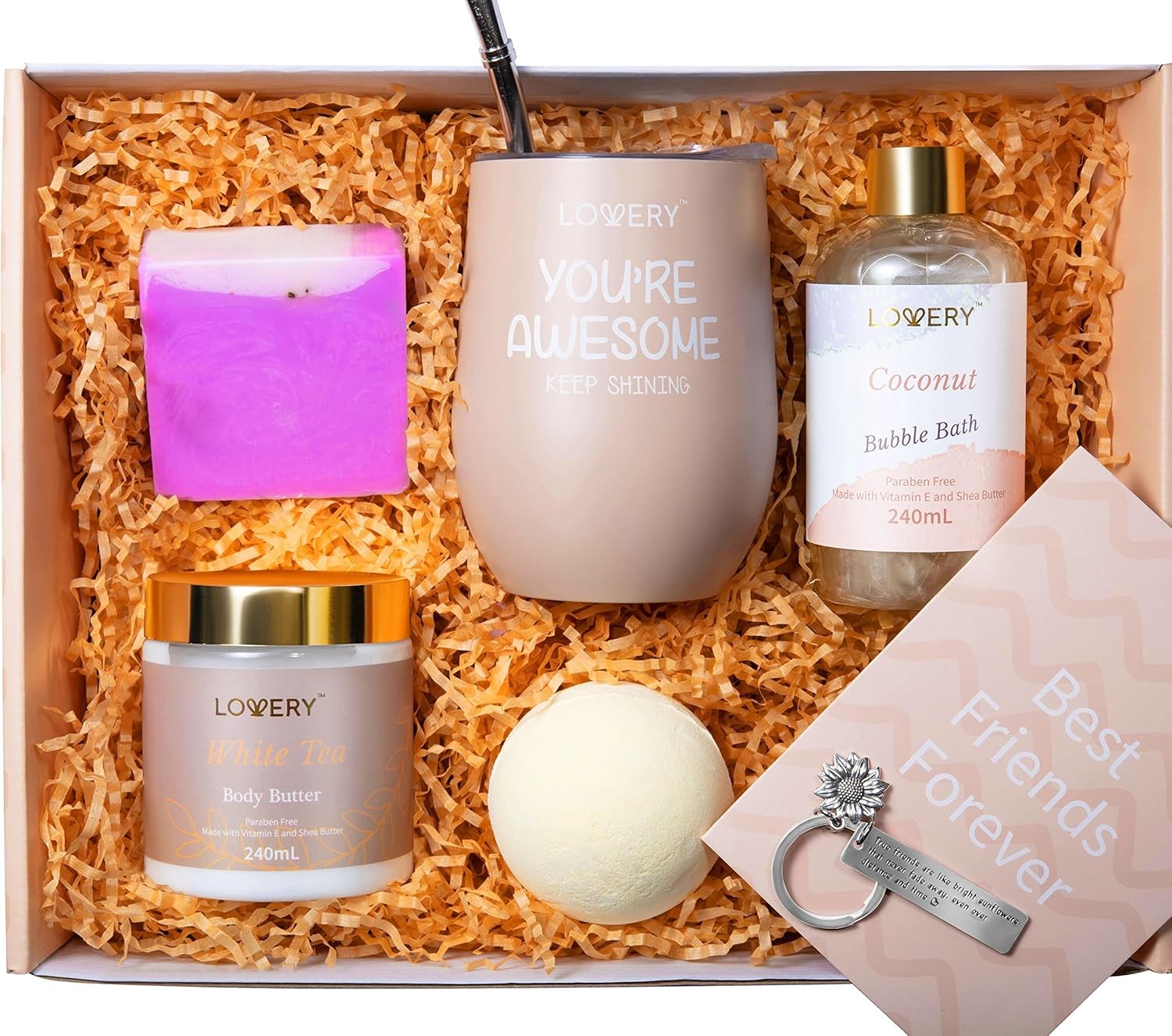 Best Friend Christmas Gifts, Bff Gift, Spa Gift Set for Women, Long Distance Friendship Gifts for Women, Bestfriend Gifts, Wine Tumbler, Bath Bomb, Bubble Bath & More, Girl Friendship Gifts