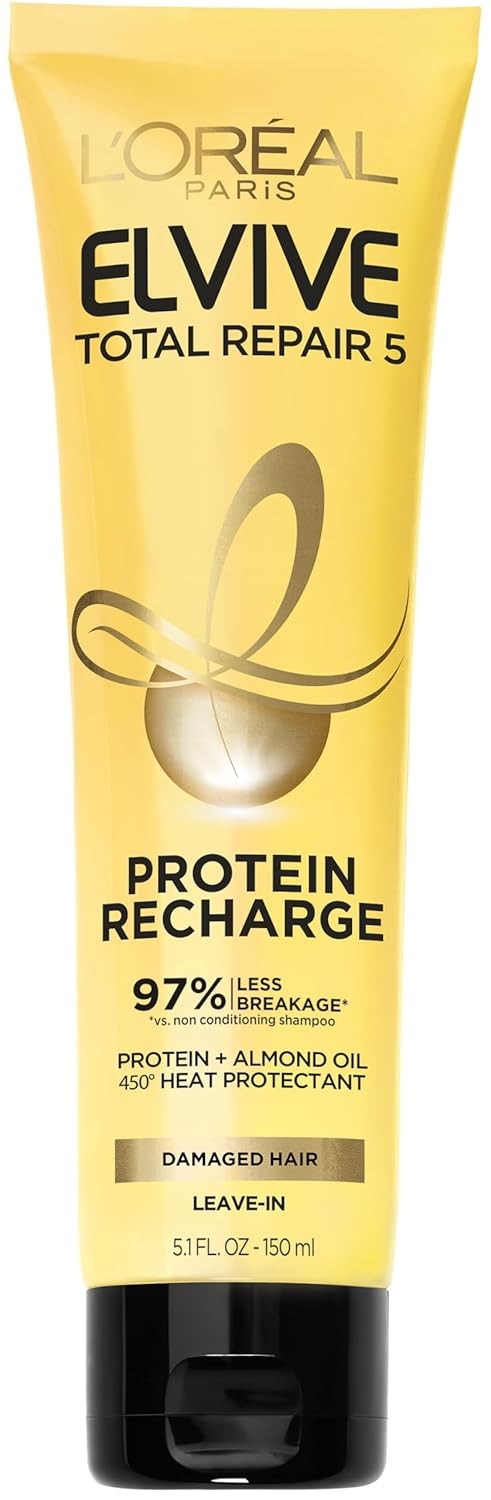 L'Oreal Paris Elvive Total Repair 5 Protein Recharge Leave In Conditioner Treatment and Heat Protectant, 5.1 Ounce