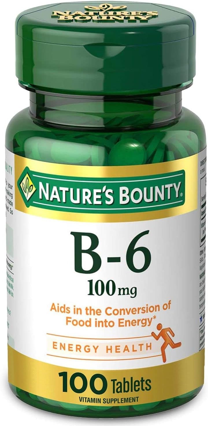 Nature's Bounty Vitamin B6, Supports Energy Metabolism and Nervous System Health, 100mg, Tablets, 100 Ct